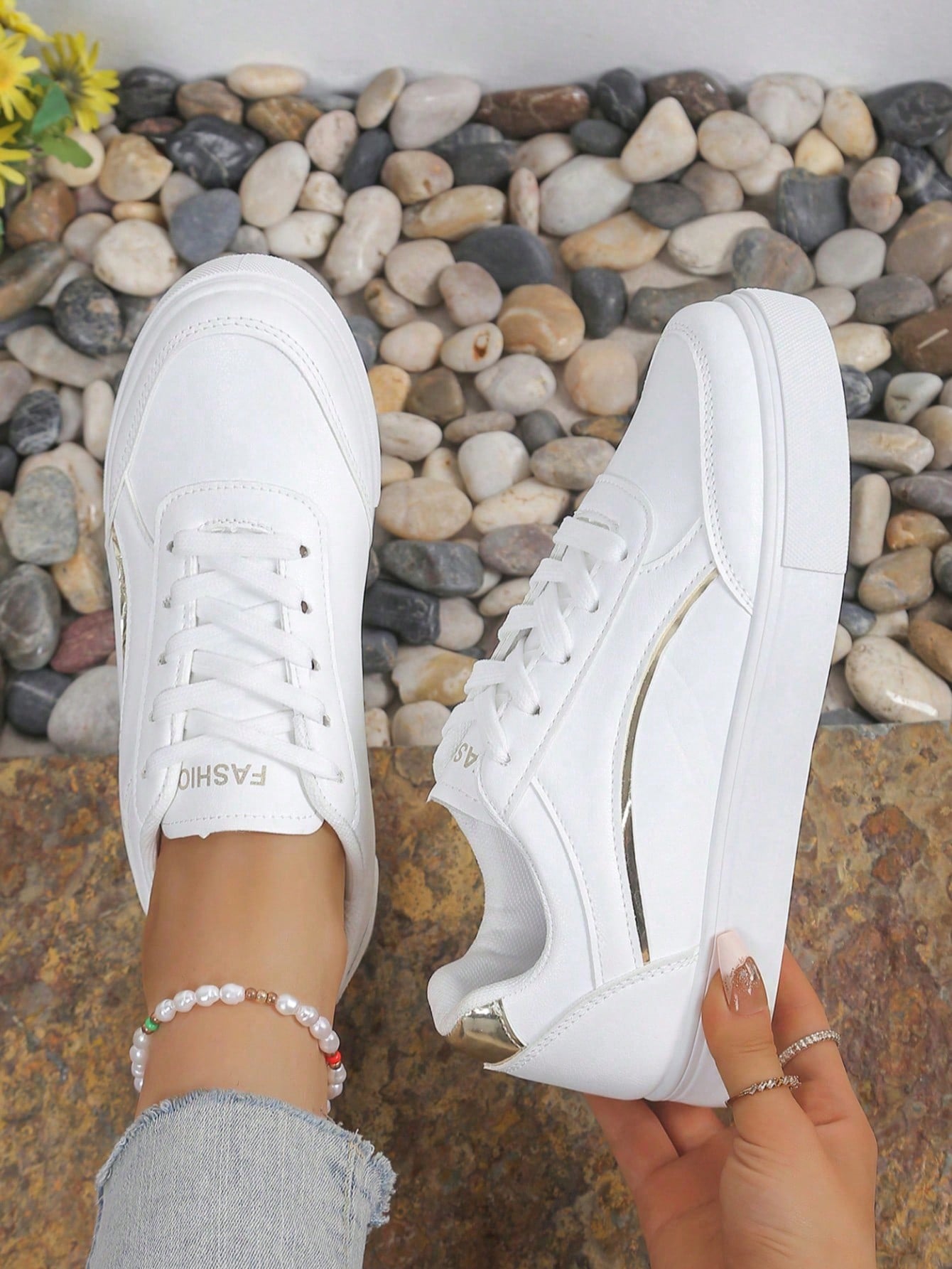 Women White Casual Sneakers, L - Running Gear Ladies review and price
