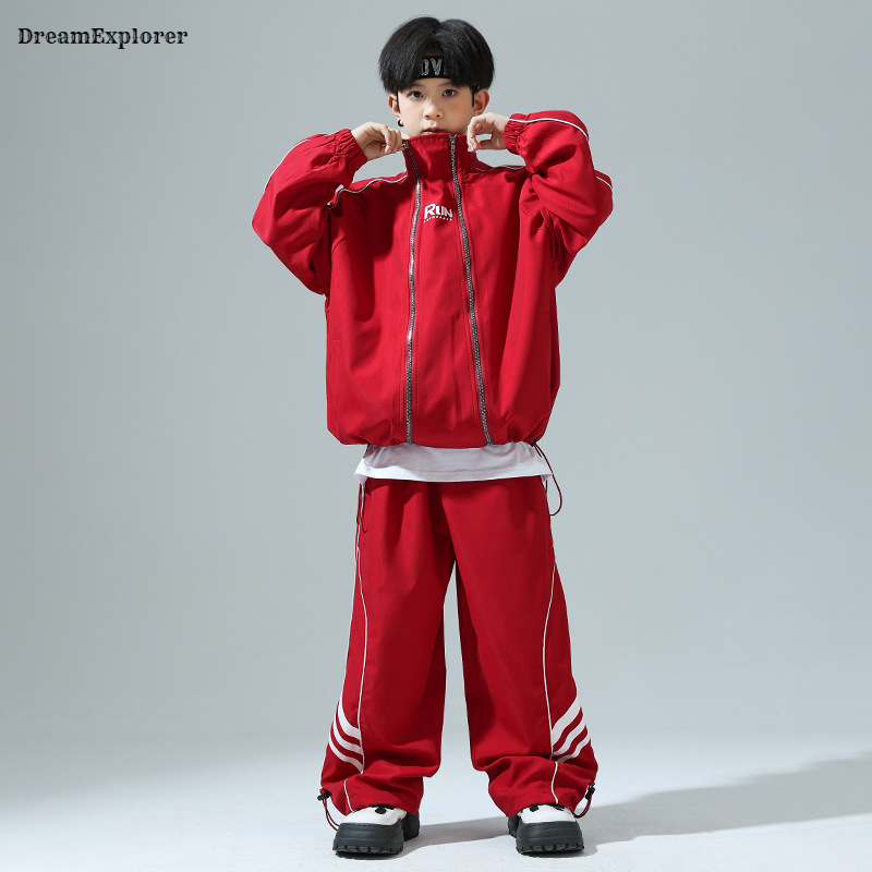 Boys Hip Hop Zipper Loose Coat - Running Gear For Kids review and price